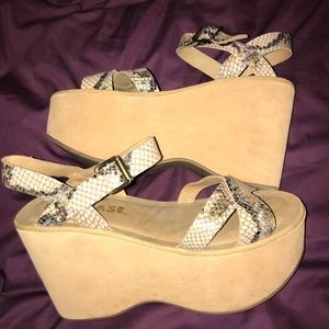 Free People snake skin wedges